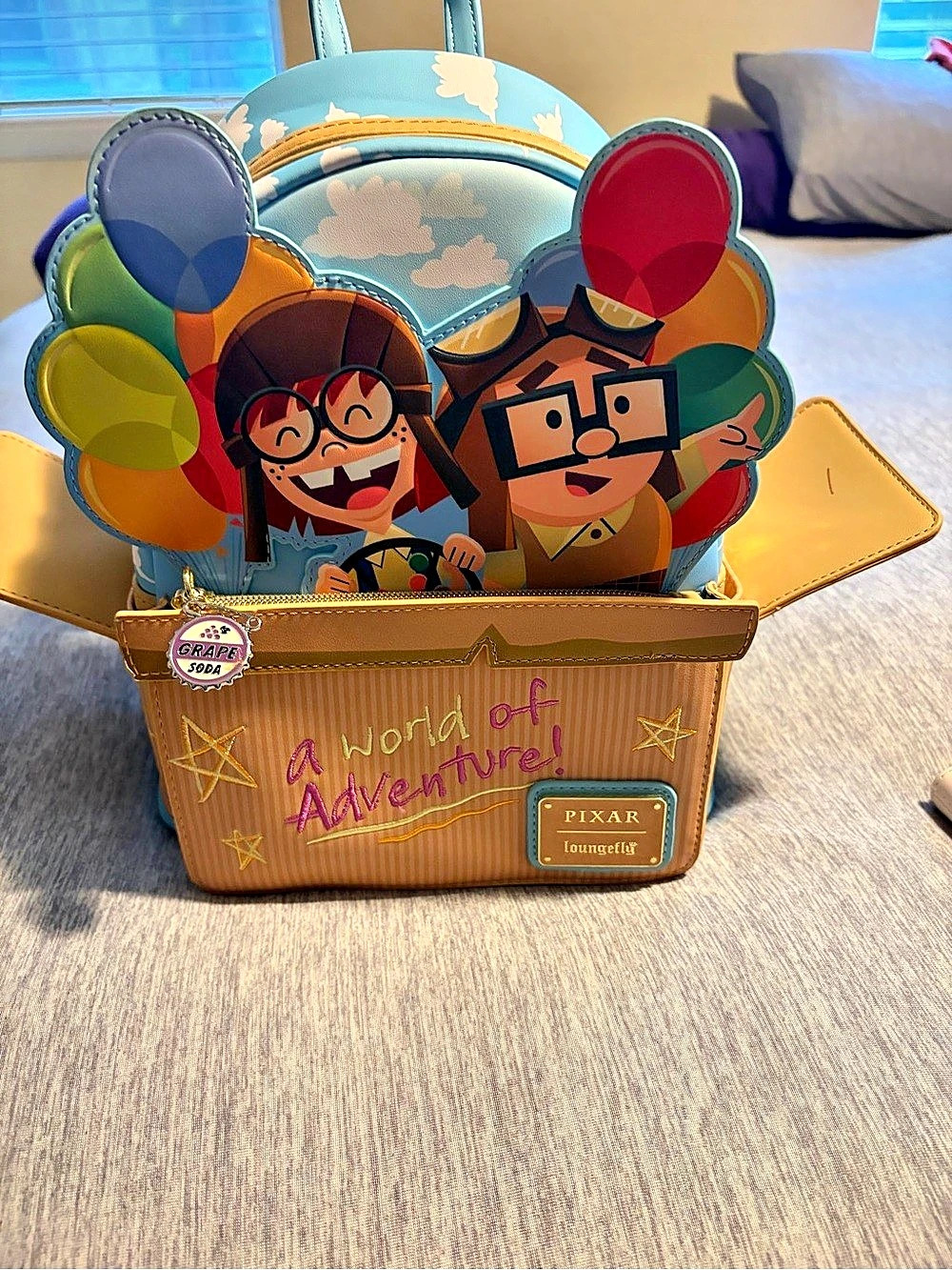 Loungefly Disney Pixar Up Young Carl & Ellie Mini Backpack Blue & Yellow